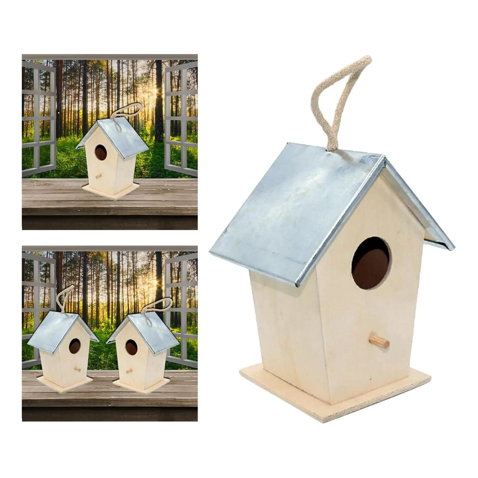 Wooden Hanging House  Nest Woodhouse for  Resting Place Outside Decoration