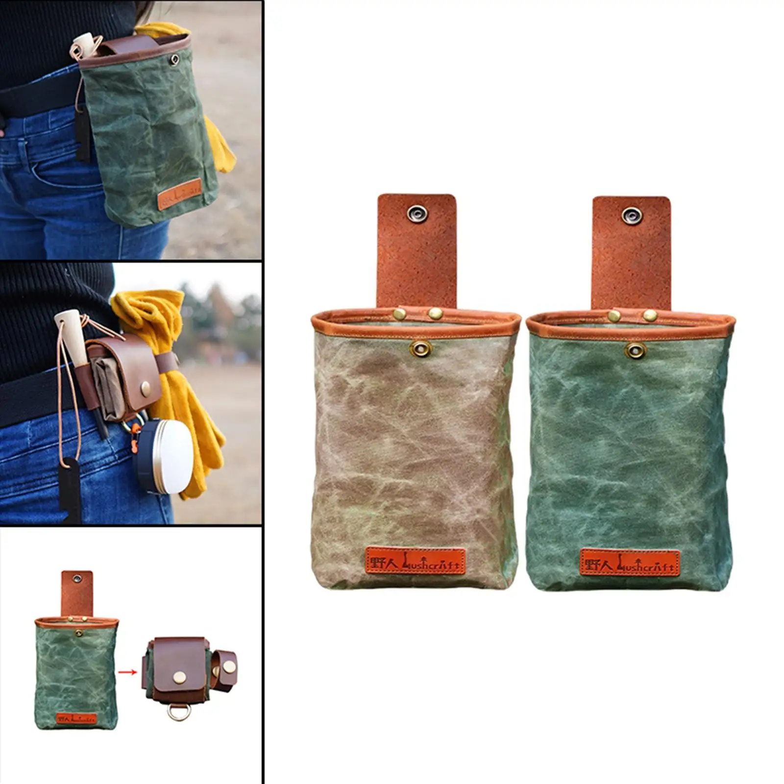 Portable Foraging Pouch Folding Waist Bag Storage Bag Collapsible Pack for Outdoor