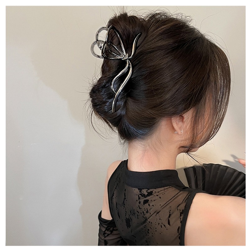 Große Bowknot Damen Haar klauen clip für dicke dünne Haarschmuck trend ige elegante Gold Silber Metall Streamer Krabben klemme Schmuck – Detail 5