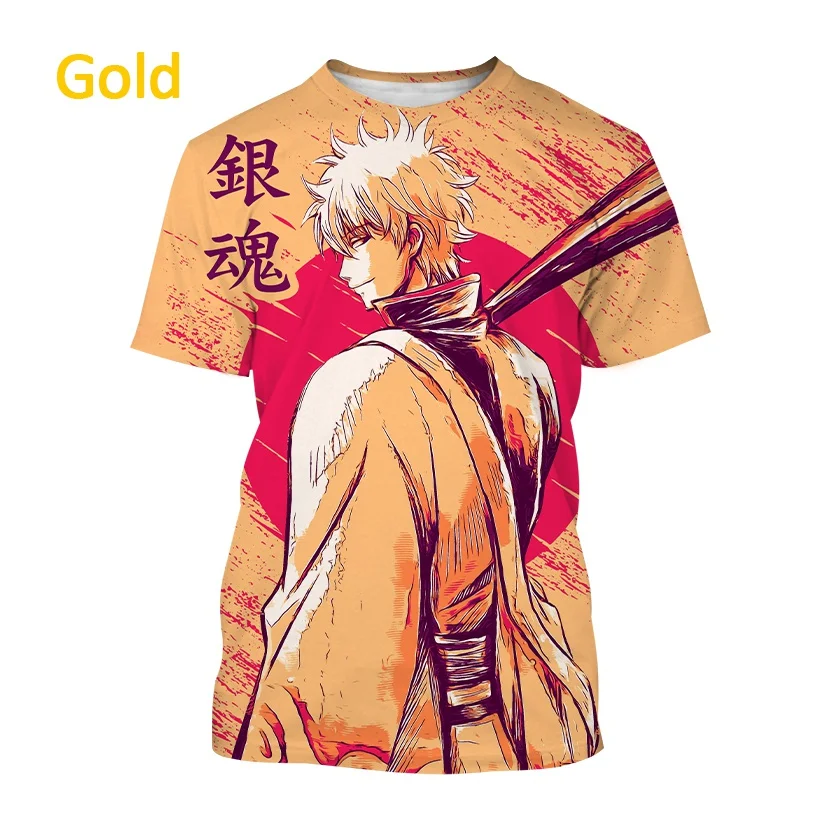 New Summer Men and Women Japanese Anime Gintama 3D T-shirt Personalized Round Neck Casual Short-sleeved T-shirt