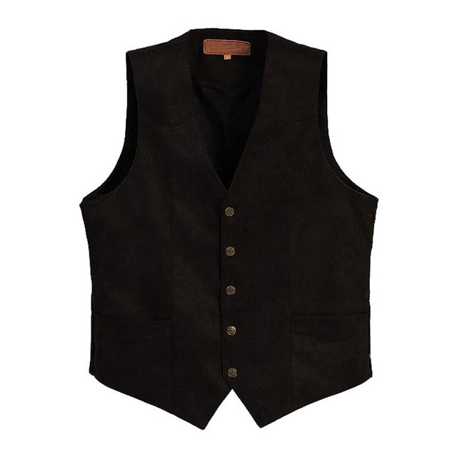 Gilet Daim Homme Col V - Coupe Ajustée Vintage, Boutonnage Simple élégant