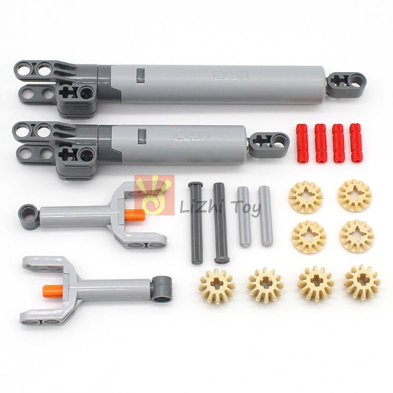 MOC-Bausteine Technischer Linearantrieb Lange Endhalterungen Bausteine Kompatibel mit 40918 61927 61904 Hydraulikstangen-Spielzeug – Detail 1