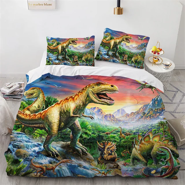 Jurássico dinossauro jogo de cama 3d impressão tyrannosaurus rex decoração  para casa menino menina rei tamanho da cama conjunto colcha capa fronhas -  AliExpress