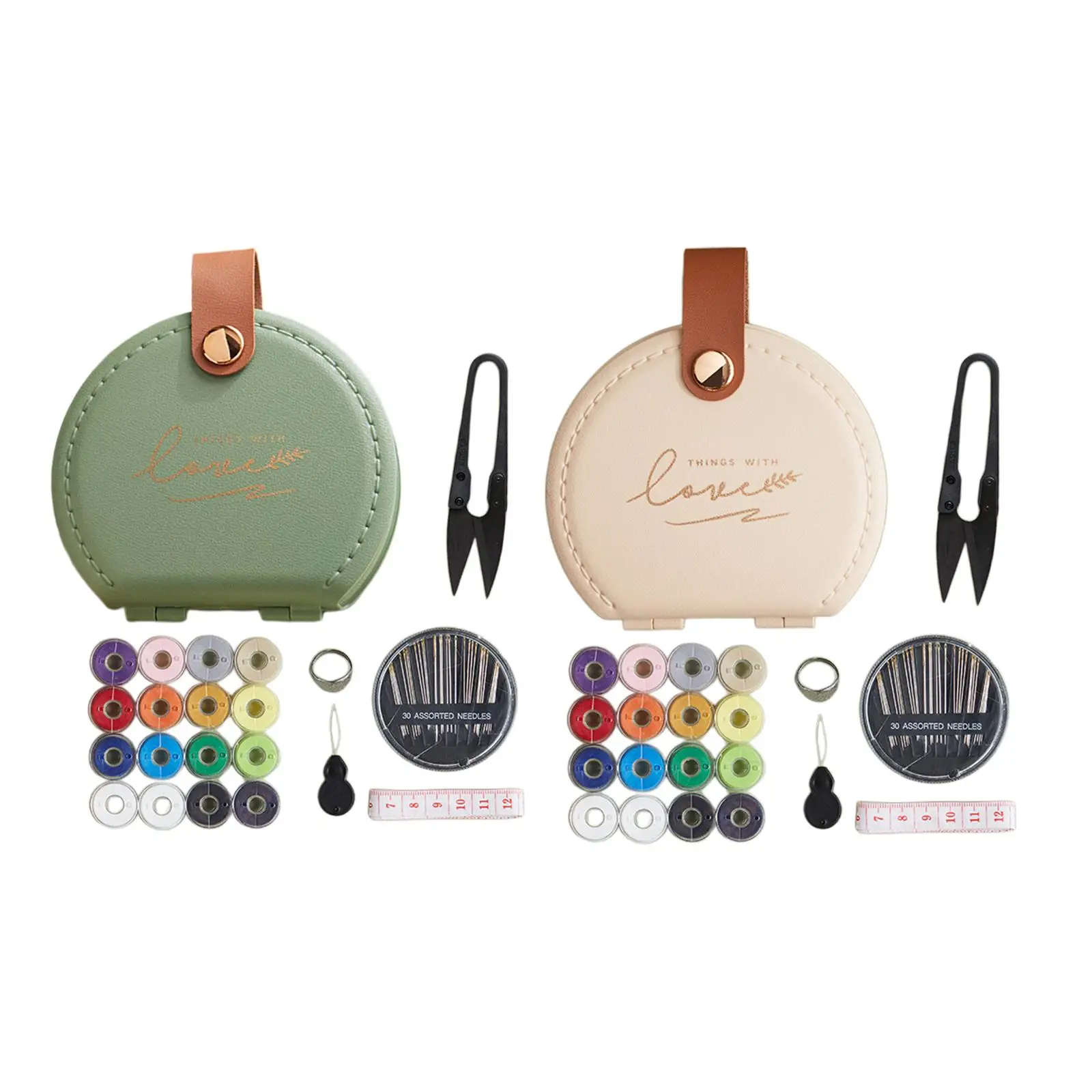 Sewing Kit Sewing Accessories Tape Measure Threader PU Leather Case Basic Sewing Repair Kits for Travel Adults Kids