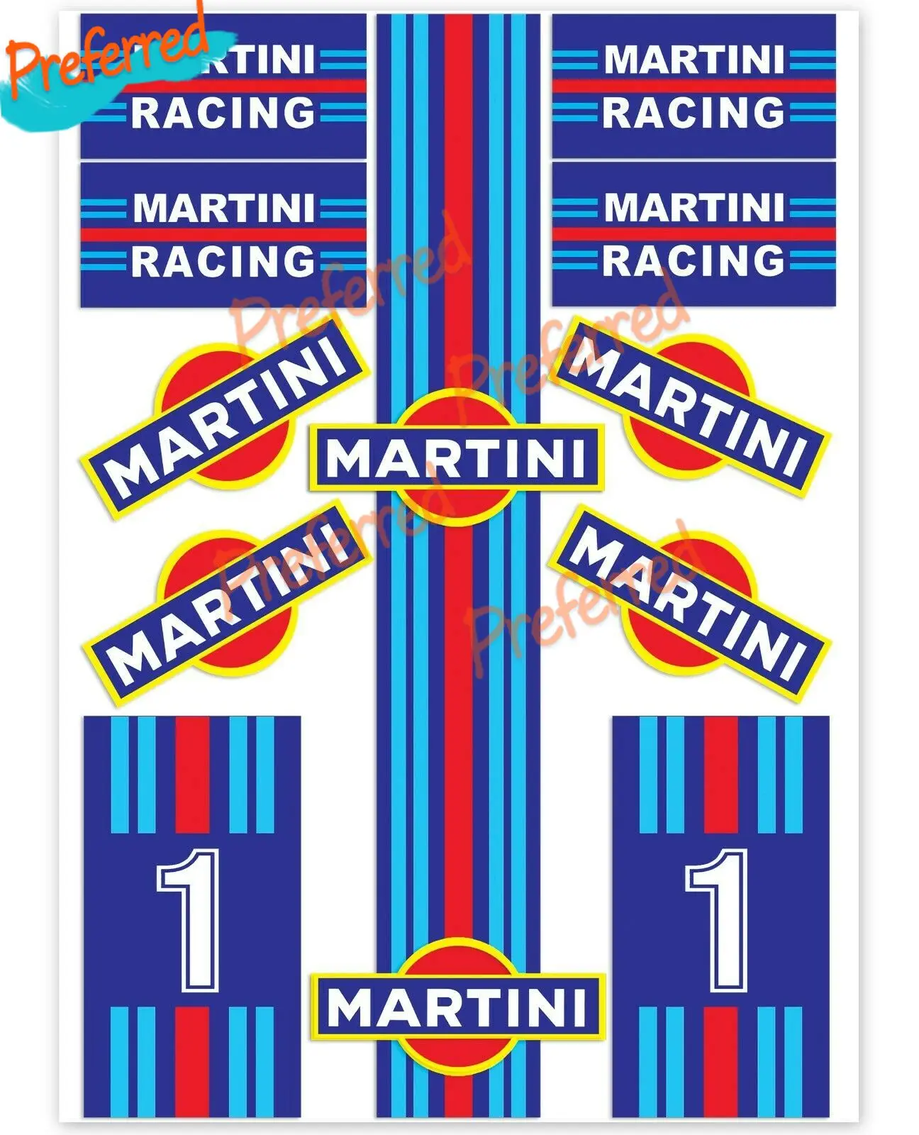 MARTINI Racing Grey Motorsport Classic Racing Car Bike Decal Stickers 100mm 