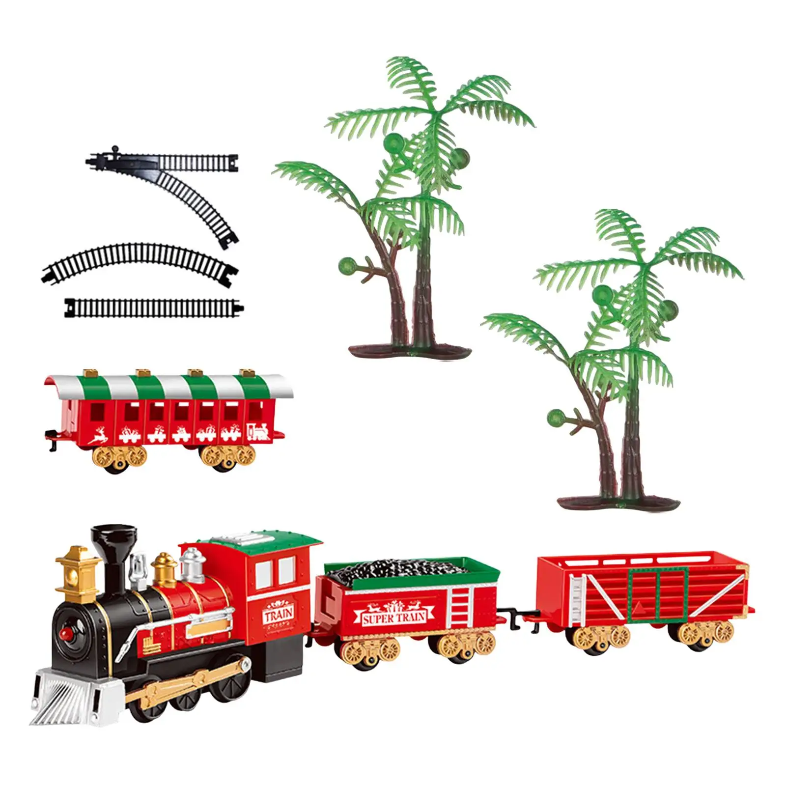Portable Christmas Tree Train Set Educational Learning Toy Building Construction Set Railway Track Set for Girls Boys Kids