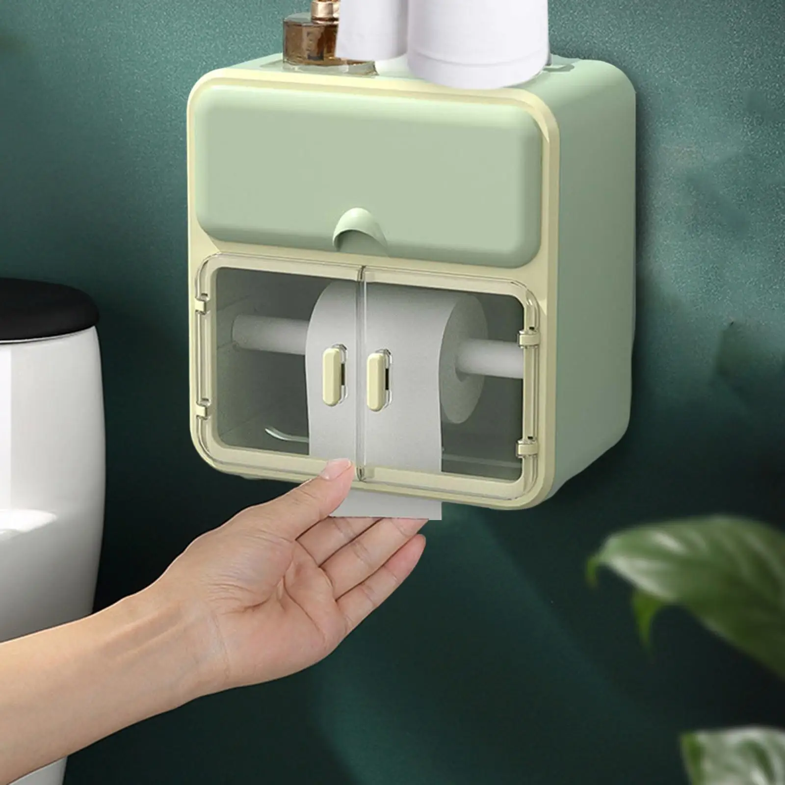 Toilet Paper Holder Roll Paper Holder Sheet Paper Dispenser Box with Storage Drawer No Drill Bathroom Shelf Rack for Vanity