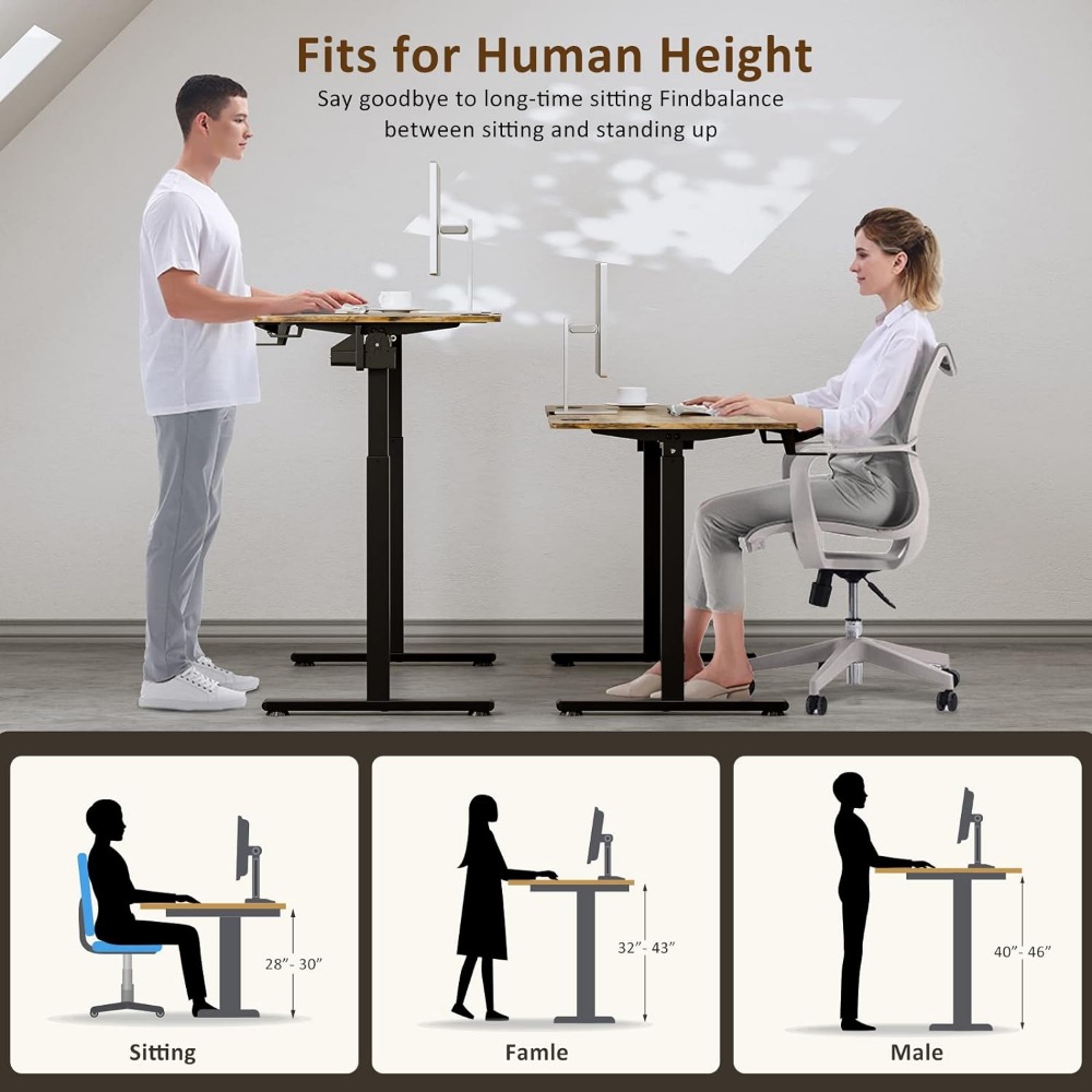 Description Picture 4 of itemElectric Adjustable Height Desk Table Computer Desks Standing Desk - Stand Up Desk With Splice Board 48 X 24 Inches Furniture