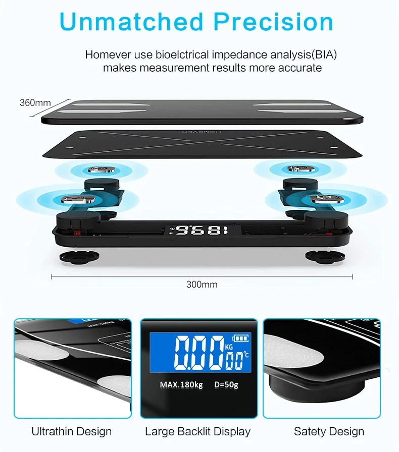 Body Fat Scale Electronic Weighing Scales BMI Composition Analyzer Bathroom Floor Scales Digital Measuring Weight Fitness Health