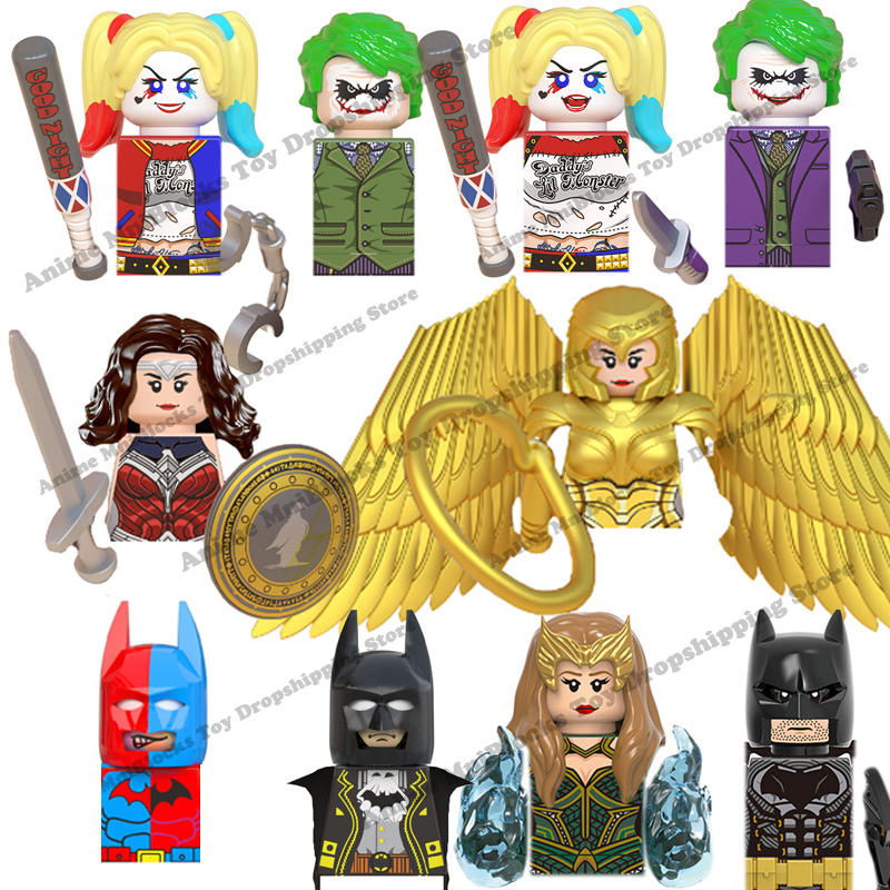 Movie Batman The Joker Harley Quinn Wonder Woman mini action toy figures building blocks Assemble bricks kid gifts WM6080 WM6100