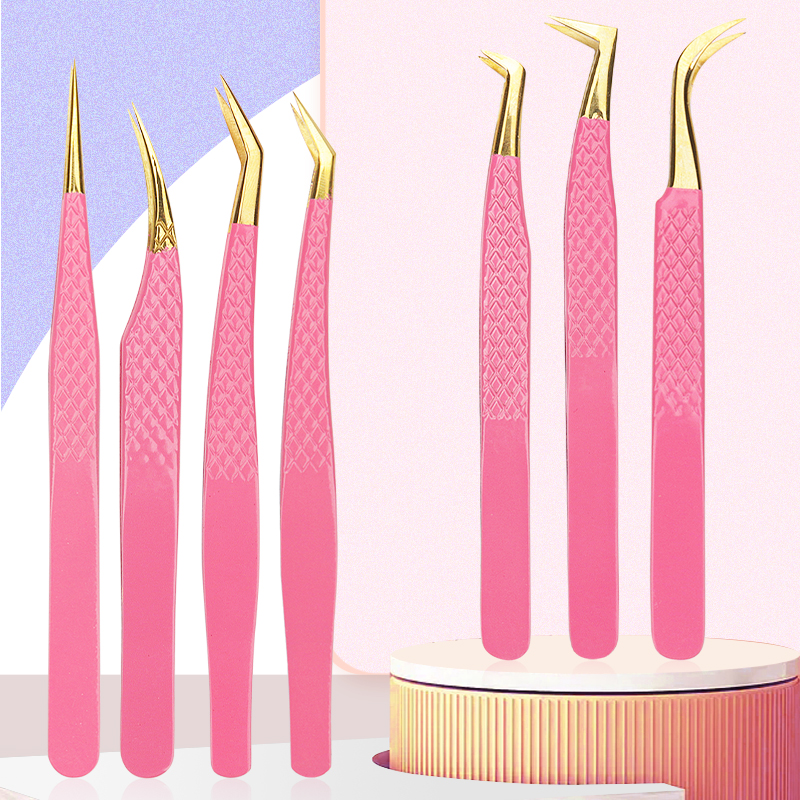 Best of 1PC Pink Stainless Steel Eyelash Tweezers Anti-static Non-magnetic Professional Pincet 3D Lashes Extension Tweezer Makeup Tools Reviews & Tips