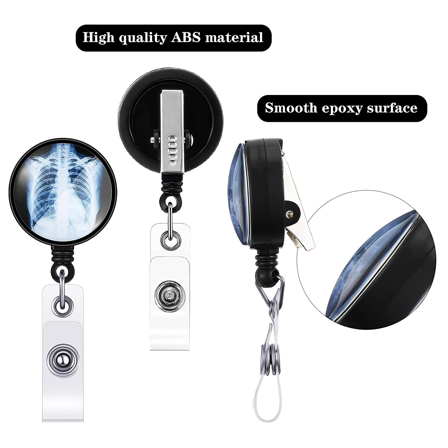 1Pc X-Ray Abzeichen Reel Versenkbare Radiologie Abzeichen Reel Halter CT Rays Krankenschwester Arzt Student Karte Reel Clip büro Liefert – Detail 5