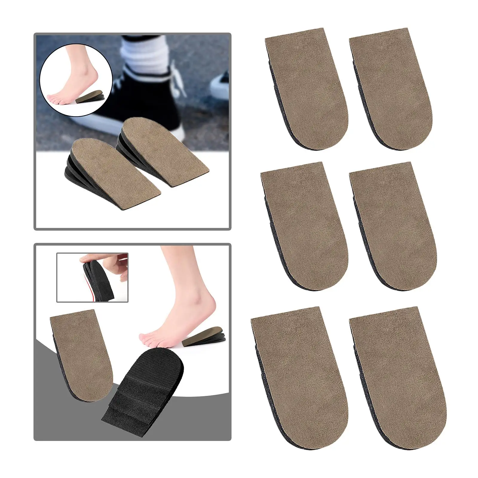 1 Pair Height Increase Insoles adjustable Shock Absorption Shoe Lifts Elevator Heel Cushion Inserts for Men Women Unisex