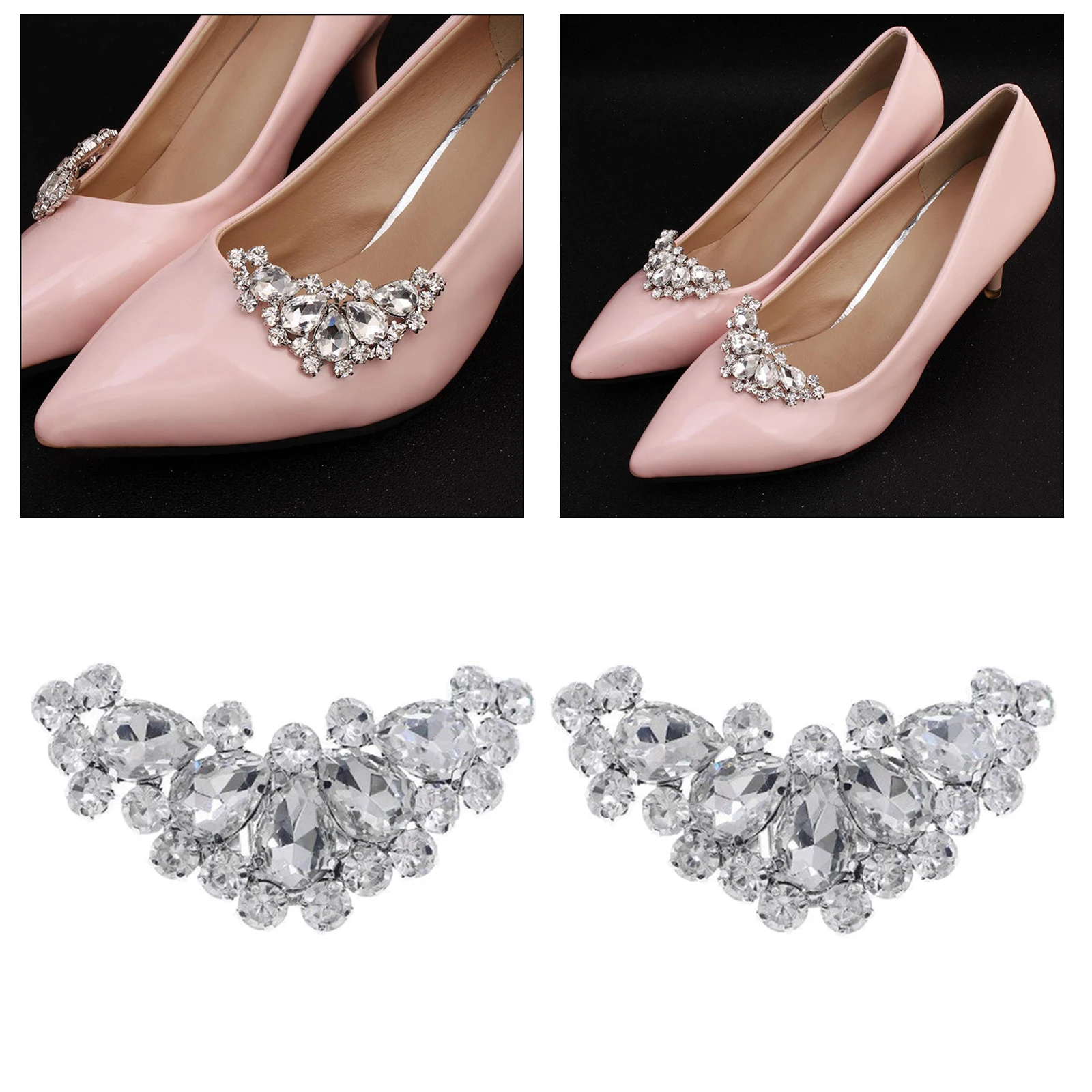 2pcs Women Rhinestones Decorative Shoes Clips Jewelry Charm Decor Accessories