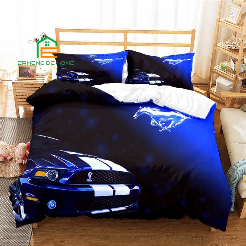 Mustang Racing Car Pattern Duvet Cover Set