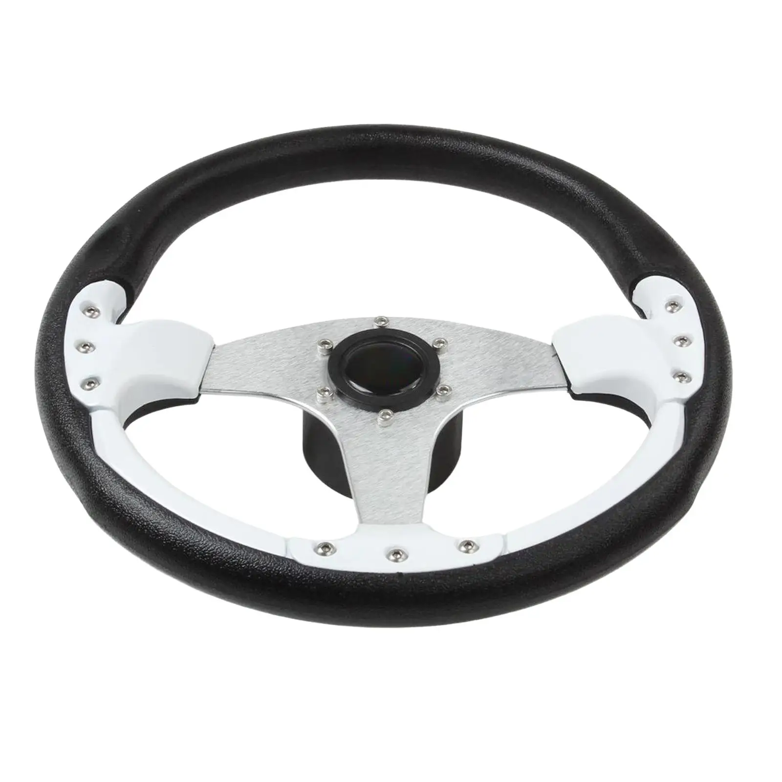 3 Spokes 13.8 inch Boat Steering Wheel Ergonomic Design Aluminum Frame Replace