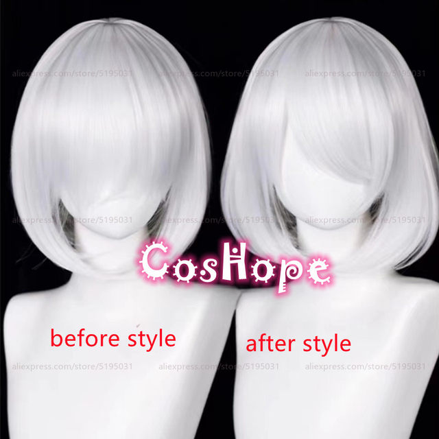 Uwowo Nier: Automata 2B Cosplay Wig 30cm Milky white Short Hair