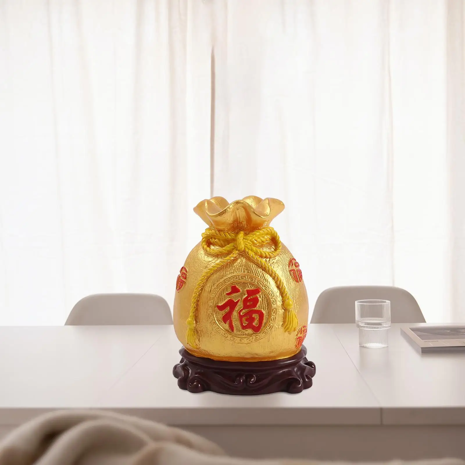 Resin Chinese Piggy Bank Sculpture Figurine Saving Box Crafts Feng Shui Ornament Statue for Cabinet Bedroom Home Desktop Decor