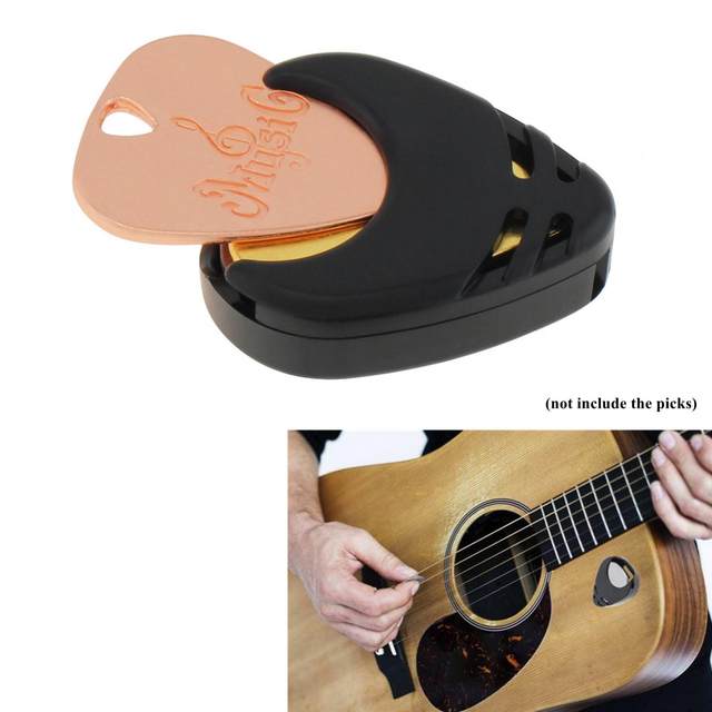 Gitarrenplektrenhalter Aus Holz – In Gitarrenform, Mit 3 Plektren, Aufbewahrungsbox Für Zubehör