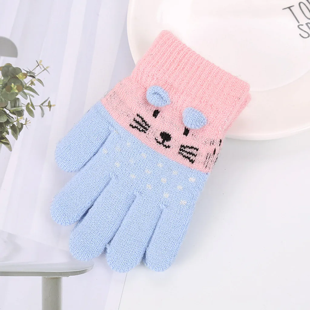 crochet baby accessories Children Kids Boys Girls Winter Cute Cartoon Animal Warm Knitted Gloves Kid Full Finger Stretchy Knitted Gloves Mittens Infant Baby Accessories best of sale