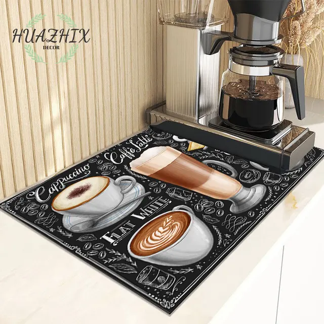 Retro Cafe Design tappetino per asciugare i piatti cucina caffettiera Pad  di scarico tappetino da bagno in gomma Super assorbente tappeti antiscivolo  - AliExpress