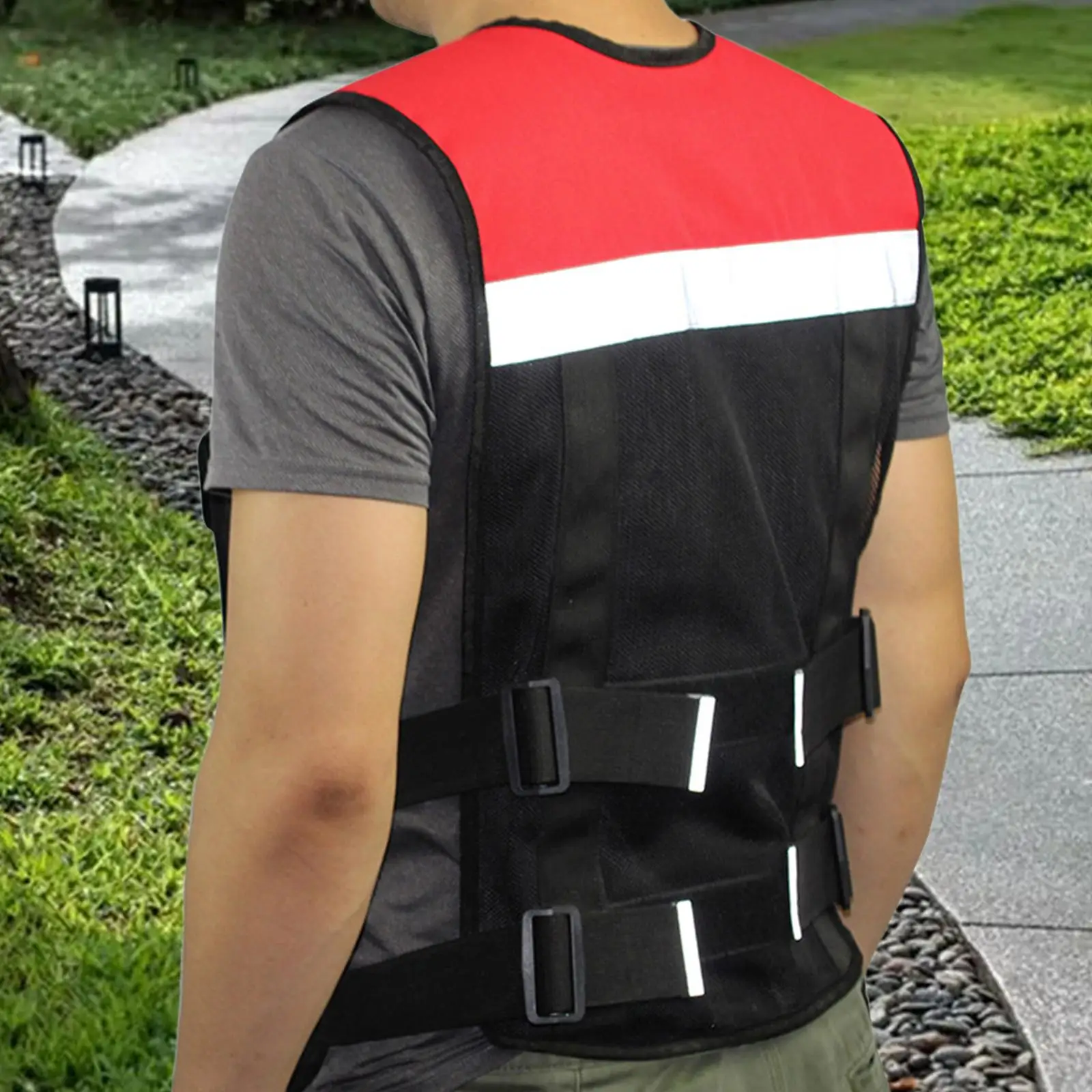 Safety Vest with Reflective Strips Zipper Front Construction Vest