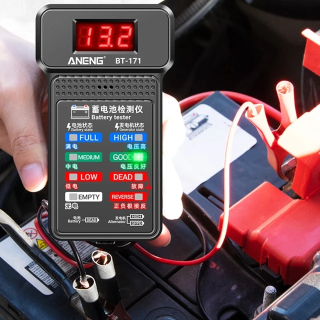 Wanghuaner Testeur de Batterie 12V 24V, testeur de Batterie de Voiture,  détecteur de défauts, Outil de Diagnostic d'alternateur, Indication LED