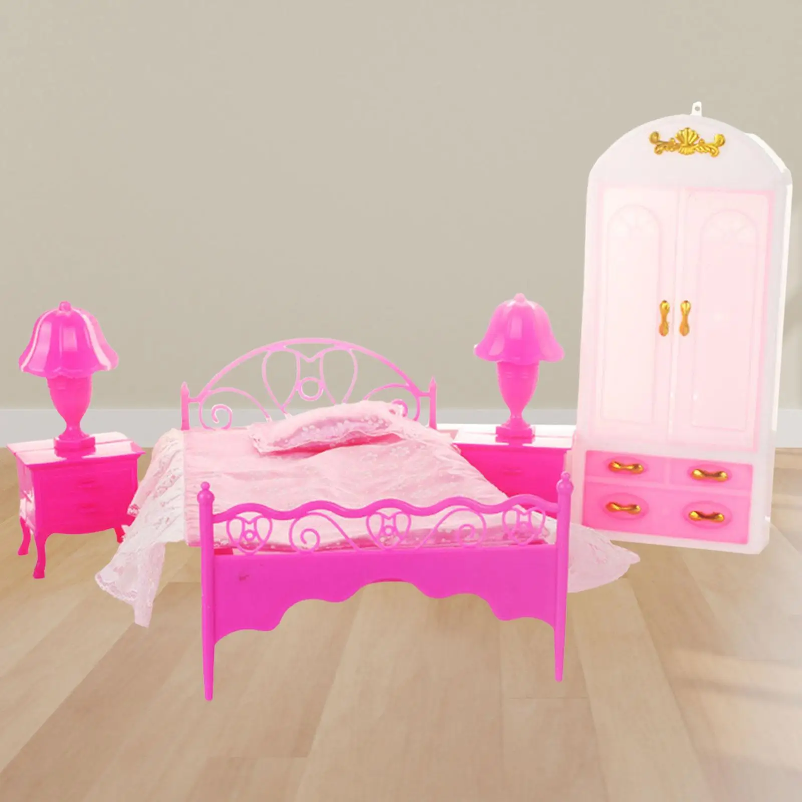 4x 1:6 1:12 Dollhouse Bedroom Model for Decoration Building Miniature Scene