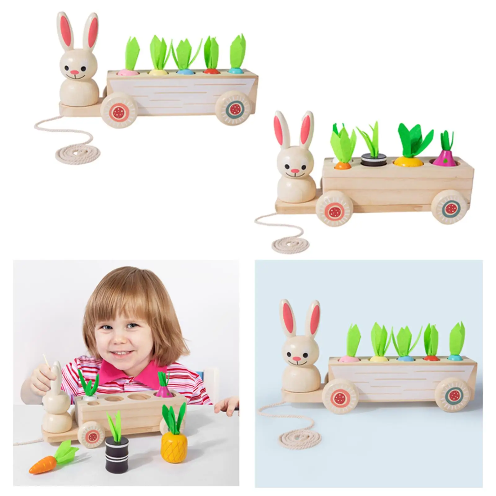 Wooden Carrots Harvest Baby Preschool Learning Shape Matching Size Cognition Learning Shape Sorter Toys Montessori Toy