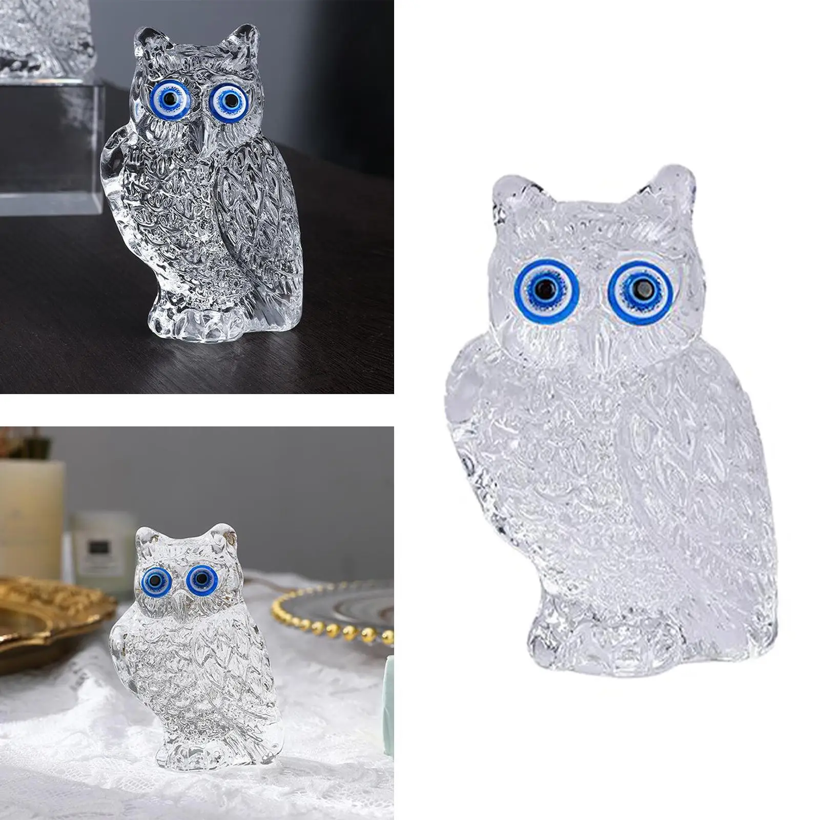 3D Crystal Owl Ornament Crafts Animal Sculpture Living Room Shelf Decor