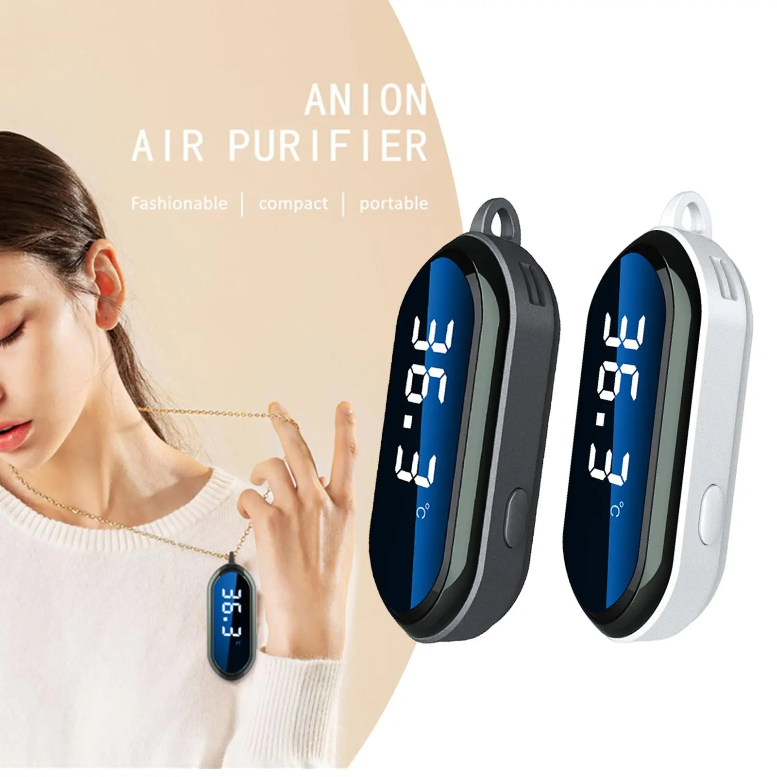 Portable Wearable Personal Necklace Air Freshener USB Charging Smoke Cleansing