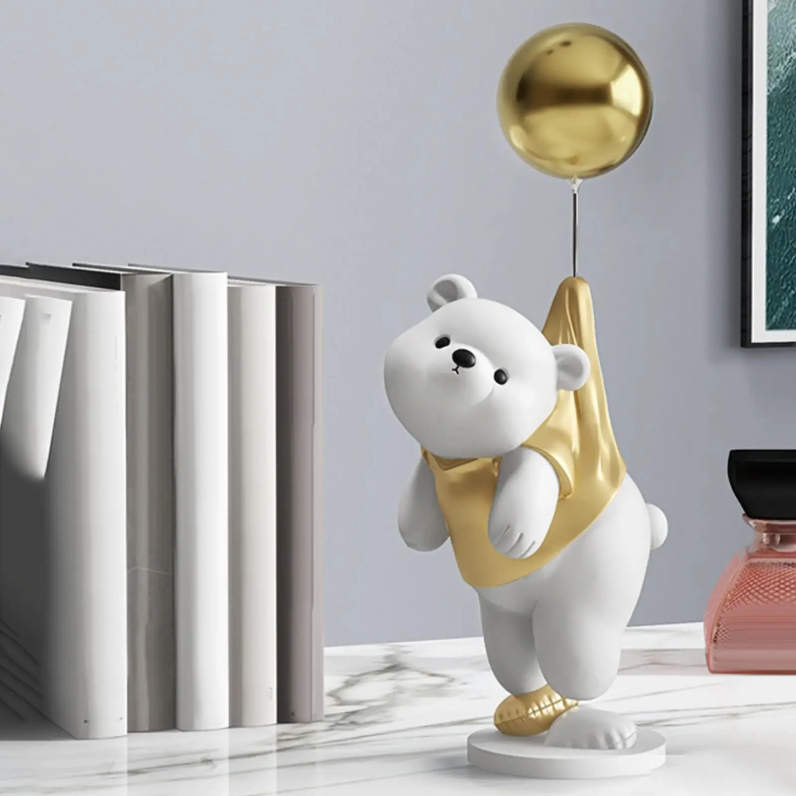 Polar Bear Figurine Resin Statue for Living Room Bedroom Desktop Decoration