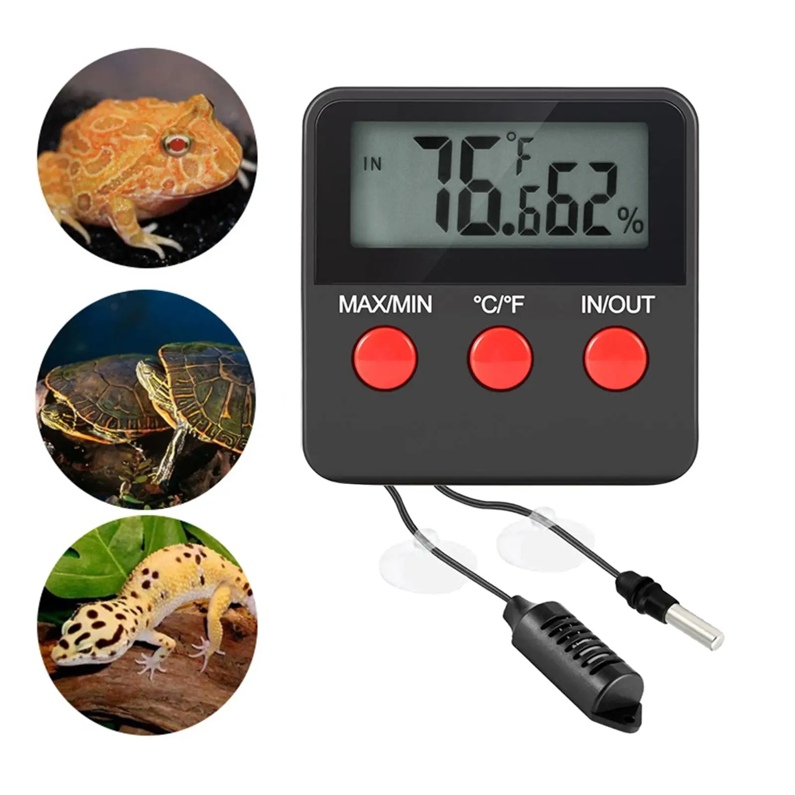 Mini Digital Reptile Thermometer with Probe Temperature Hygrometer for Frog