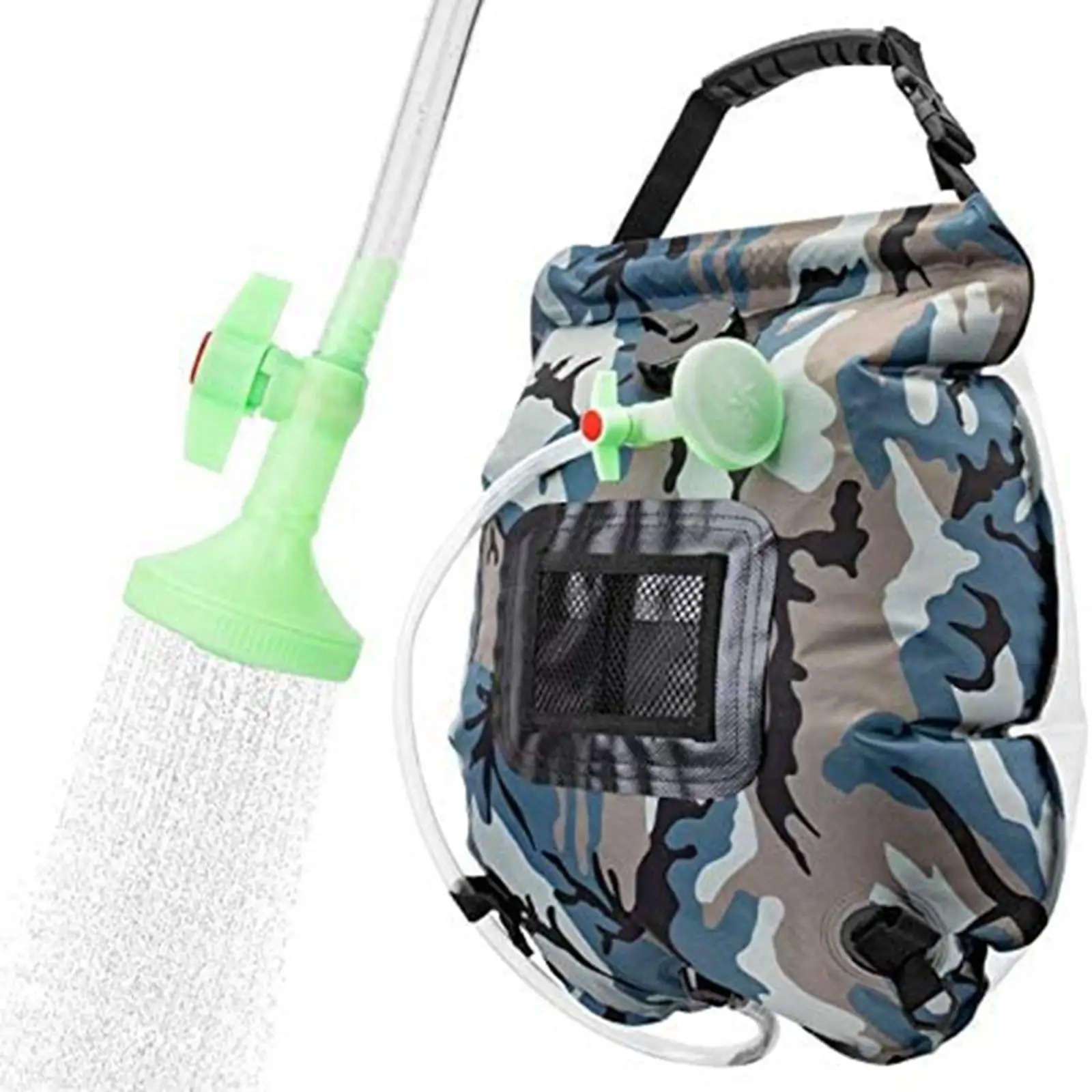 20L Outdoor Camping Shower Bag Folding Water Storage with Removable Hose Heated
