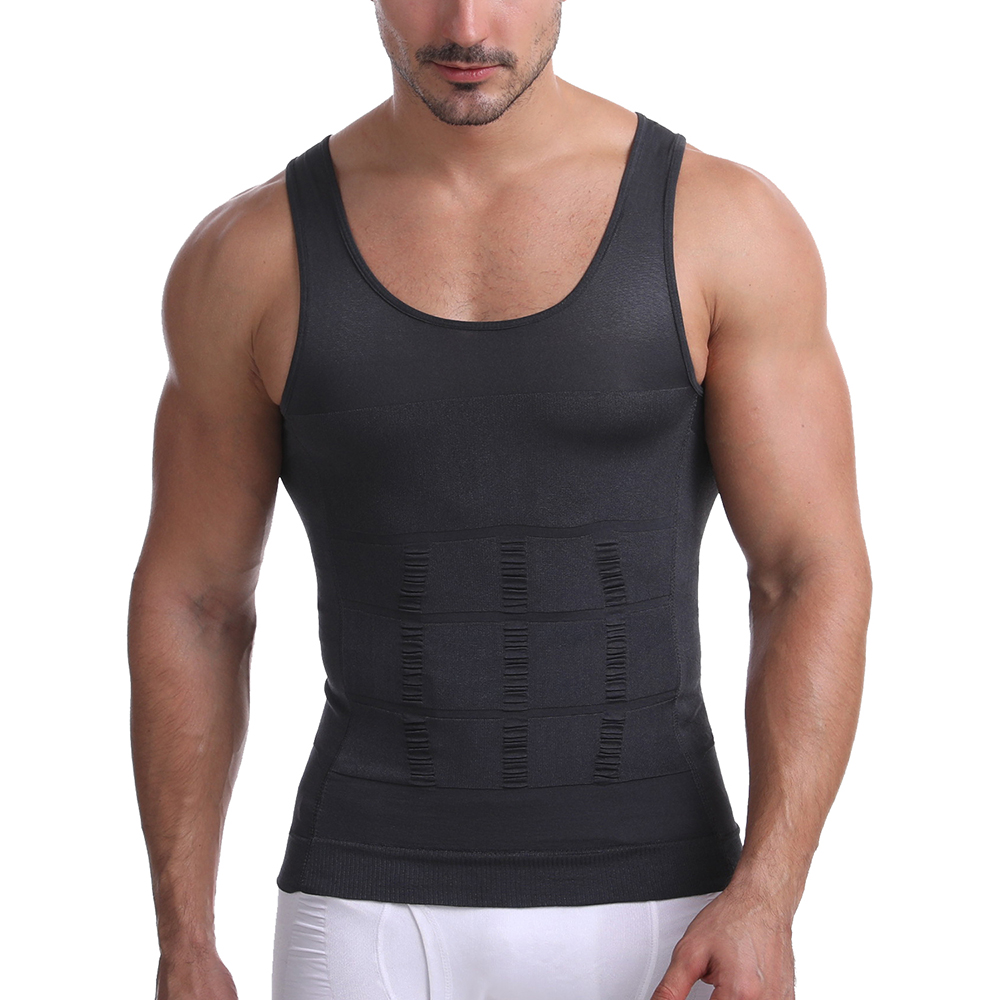 Description Picture 6 of itemMens Slimming Body Shaper Waist Trainer Vest Chest Compression Shirt Abs Abdomen Trimmer Undershirt Tummy Control Shapewear Tops