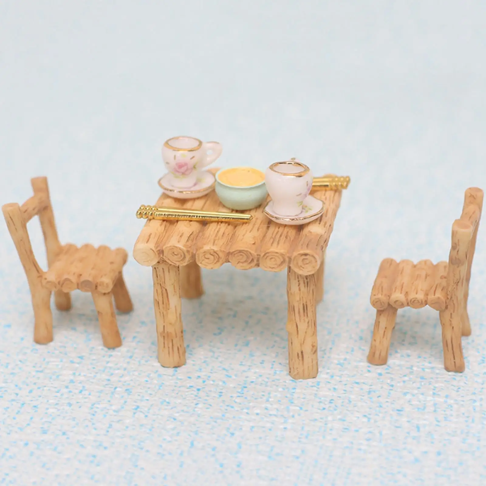 1:12 Desk Chair Set Miniature Scenes Train Railway Dollhouse Furniture Layout, Fairy Garden Dioramas Dollhouse Decoration