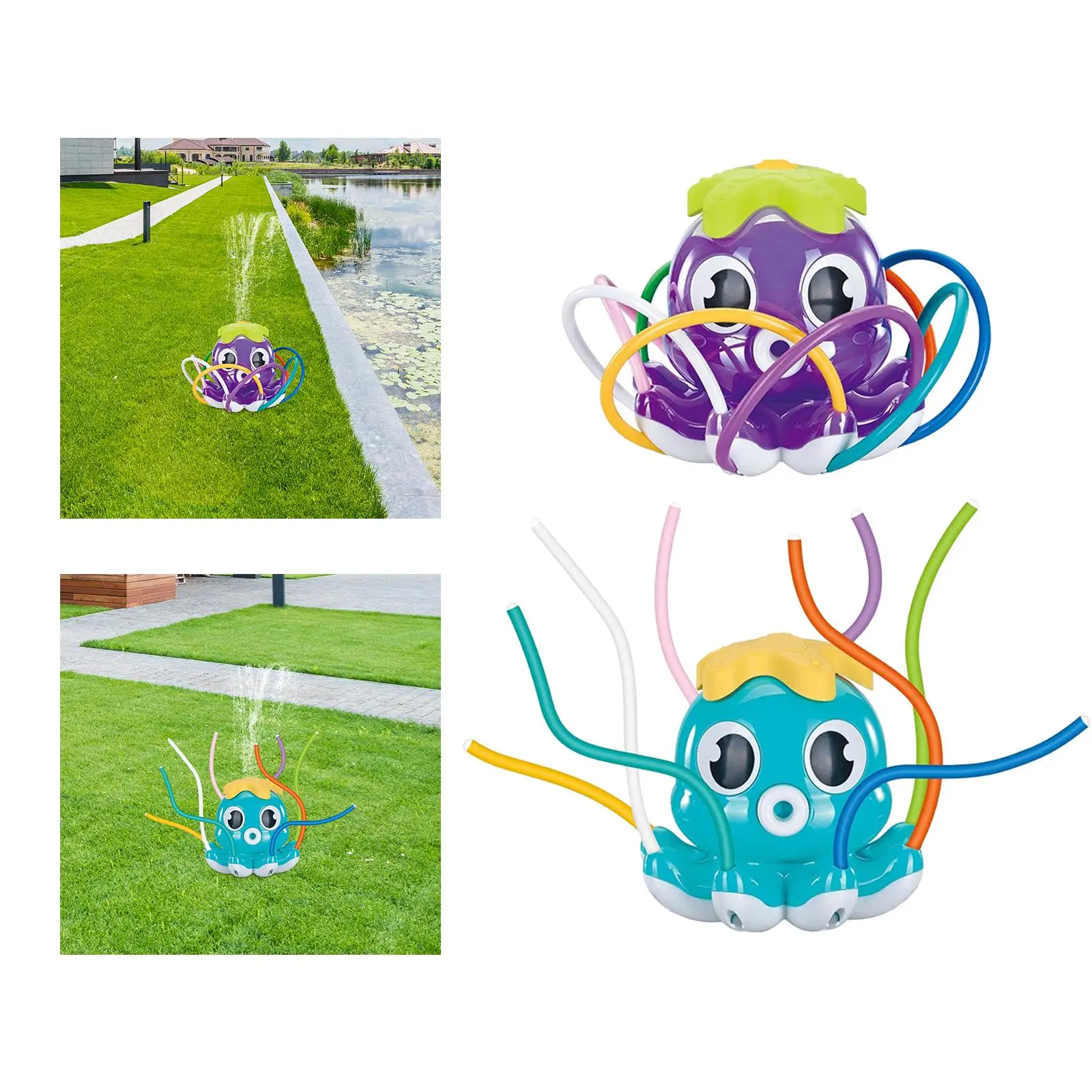 Octopus Sprinkler Toy with 8 Wiggle Tubes Outside Activities Summer Water Sprayer Toy for Pool Boys Girls Beach Parties