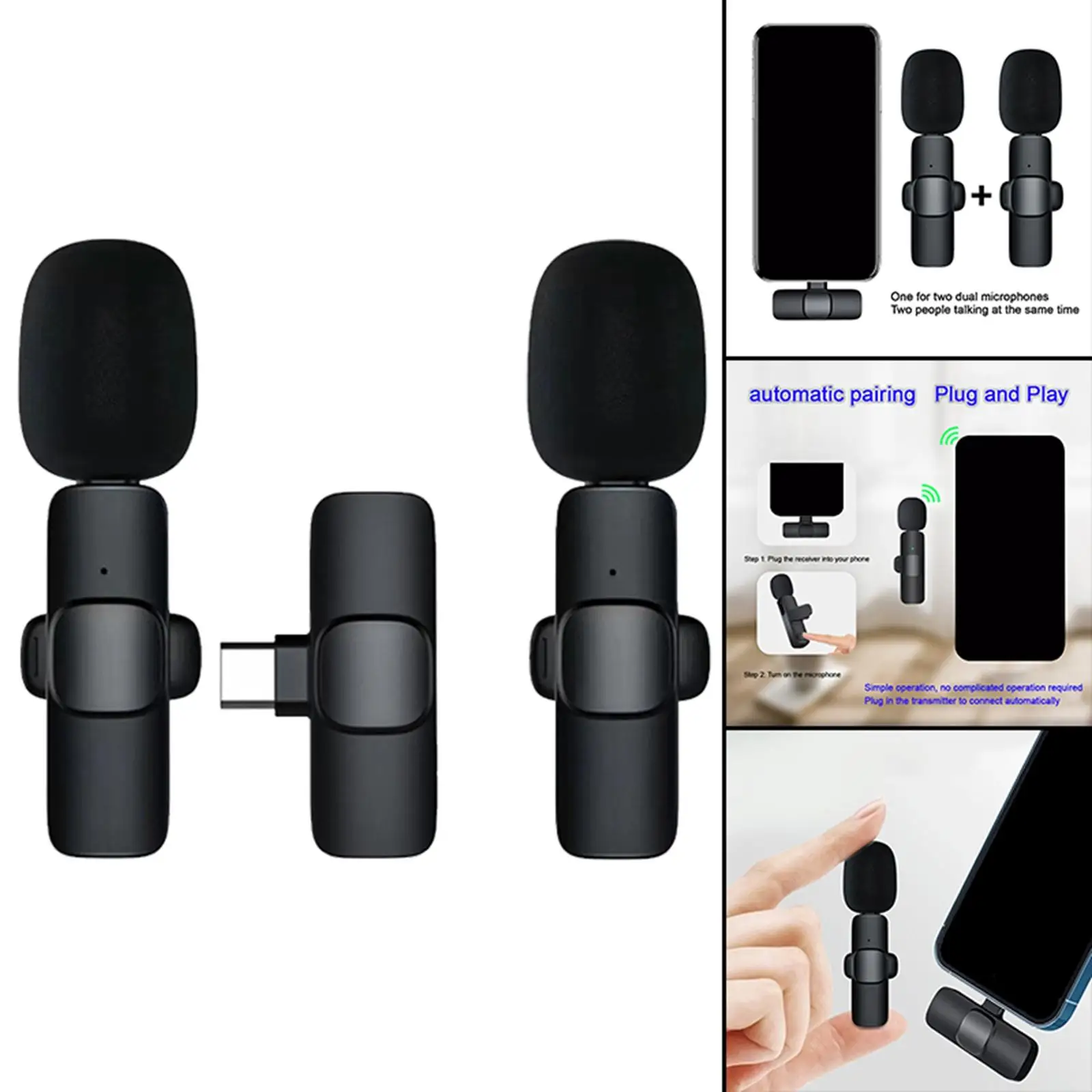 Wireless Lavalier Microphone Type C for Live Stream Camera Game Mobile Phone
