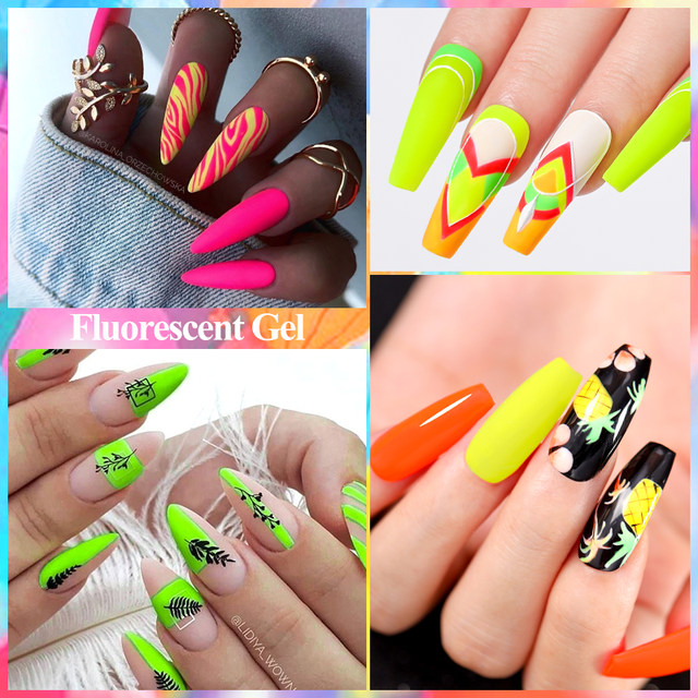 MEET ACROSS 7ml Yellow Red Green Fluorescent Gel Nail Polish Neon Luminous  Gel Vernis Semi Permanent Nail Art UV LED Gel Varnish - AliExpress