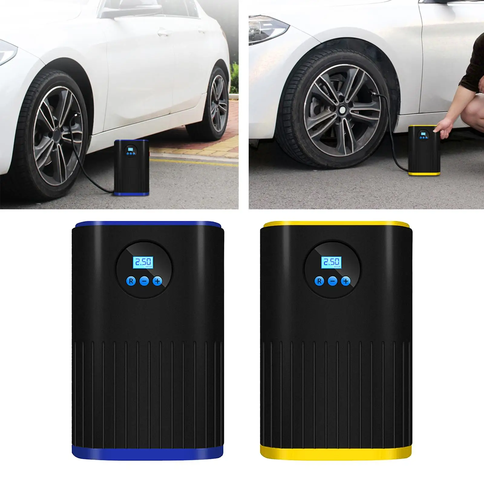 Portable Air Compressor Tire Inflator Electric 12V DC Emergency LED Flashlight Pressure Air Pump Fits for Bicycle Motorcycles