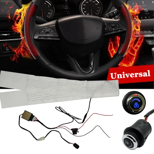 Built-in Car Steering Wheel Heater Kit Universal 12V Carbon Fiber Heat Pads  Independent Switch Control System with Harness - AliExpress
