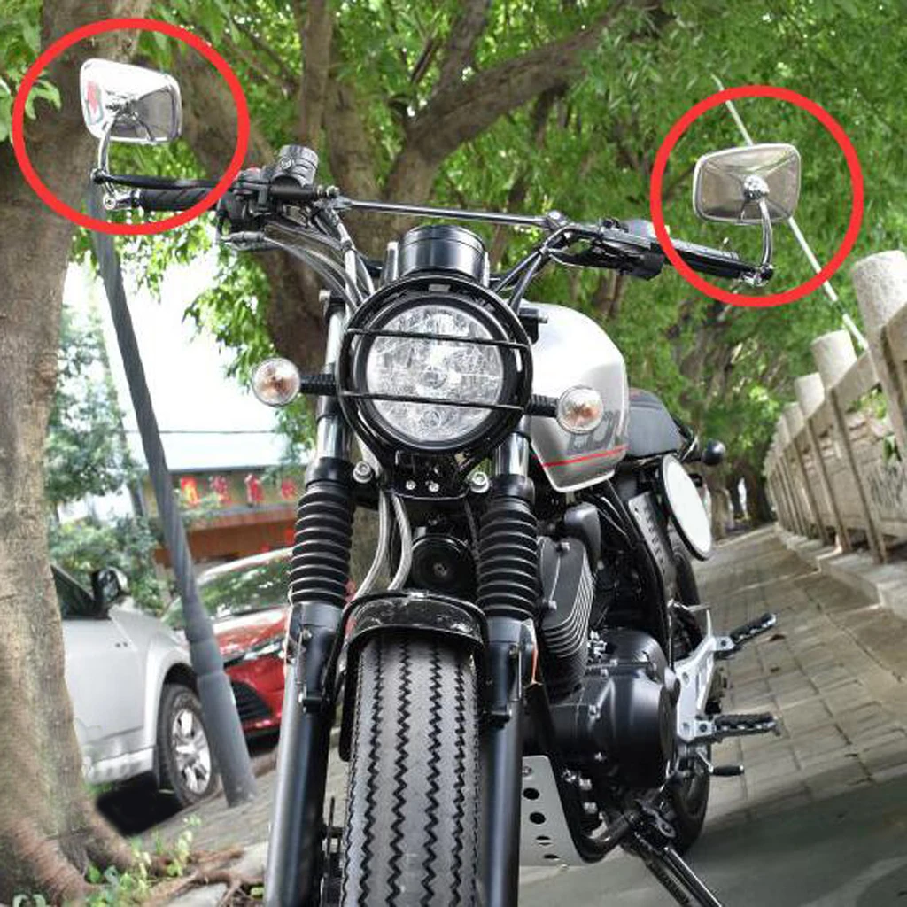 Silver Waterproof Anti- Convex Mirror for Motorcycle Cafe Racer 2PCS