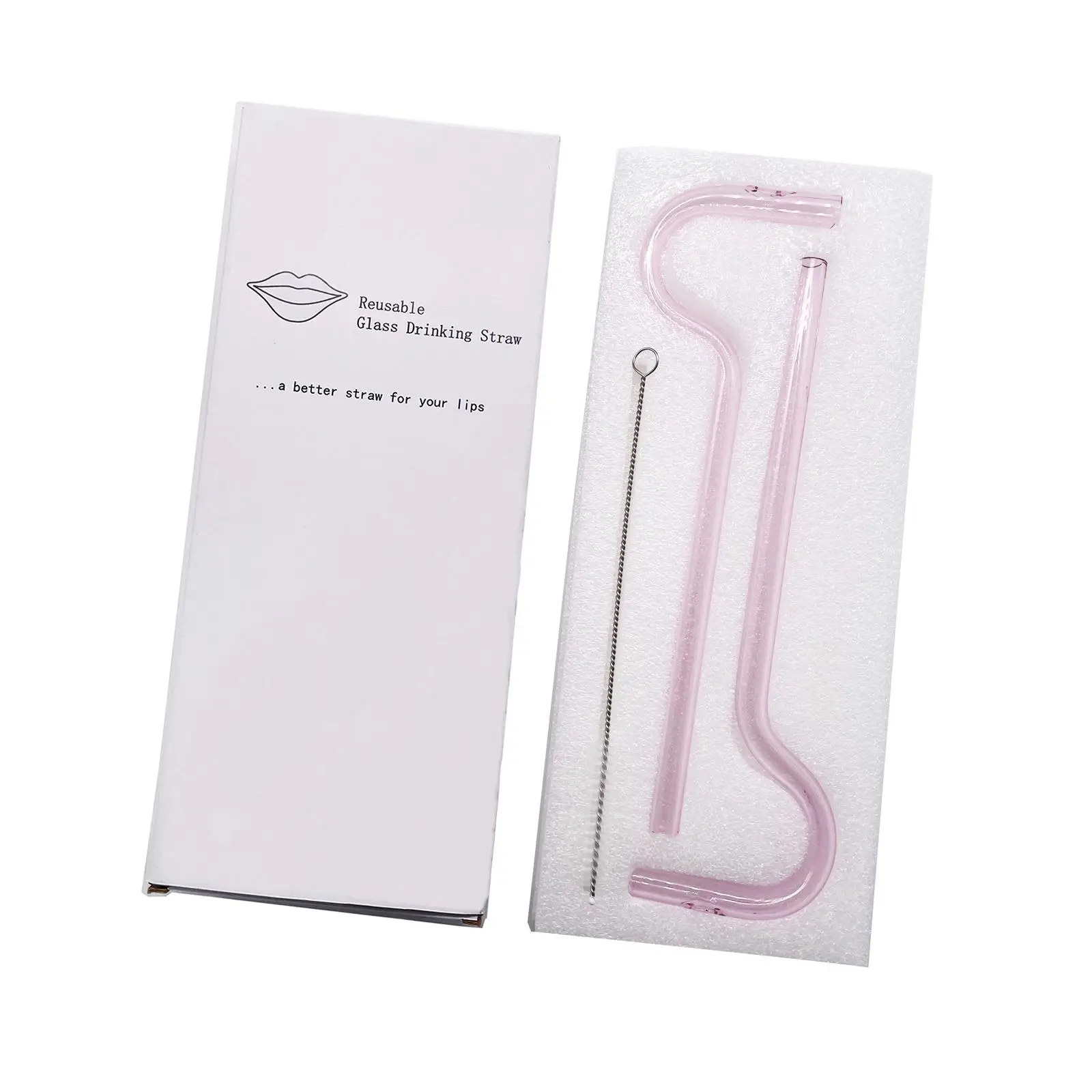 2 Pieces Glass Drinking Straws Pipe Glass Straws for Water Juice Iced Tea Hot and Cold Drinks