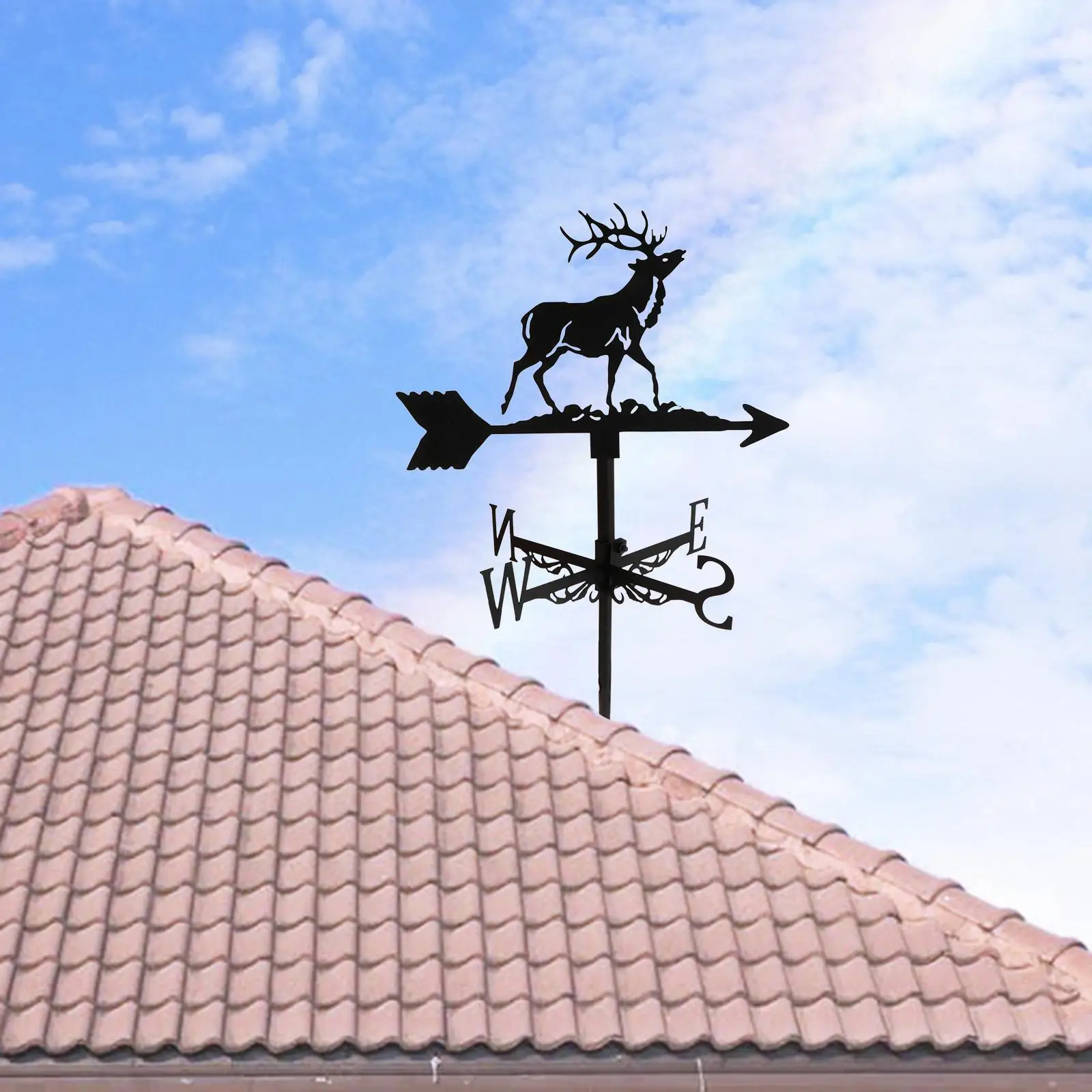 Buck Shape Weathervane Roofs Weather Vane for Backyard Durable Easy Assemble Decorative Sculpture Outdoor Metal Bracket Decor