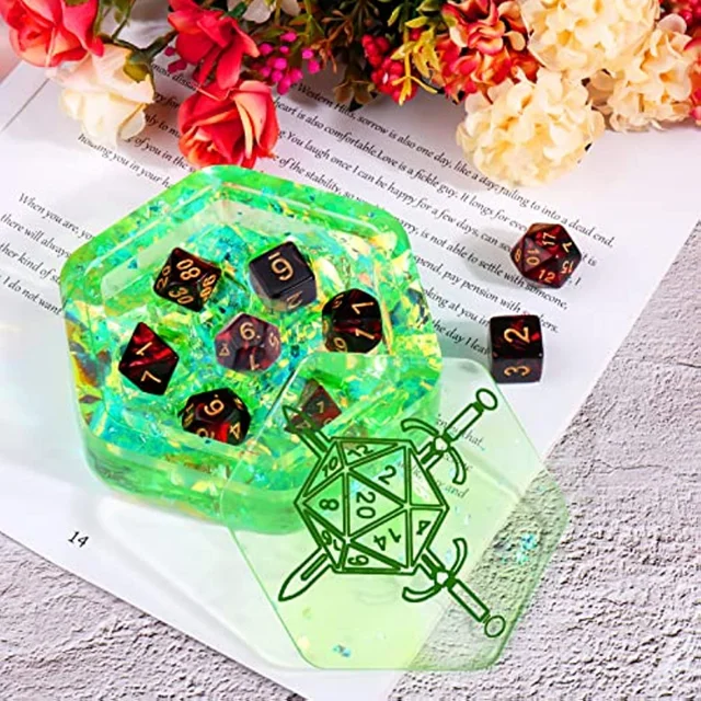 DND Dice Mold Silicone 7 Standard Polyhedral Sharp Edge Dice Slab Mould for  D&D, Tabletop RPG