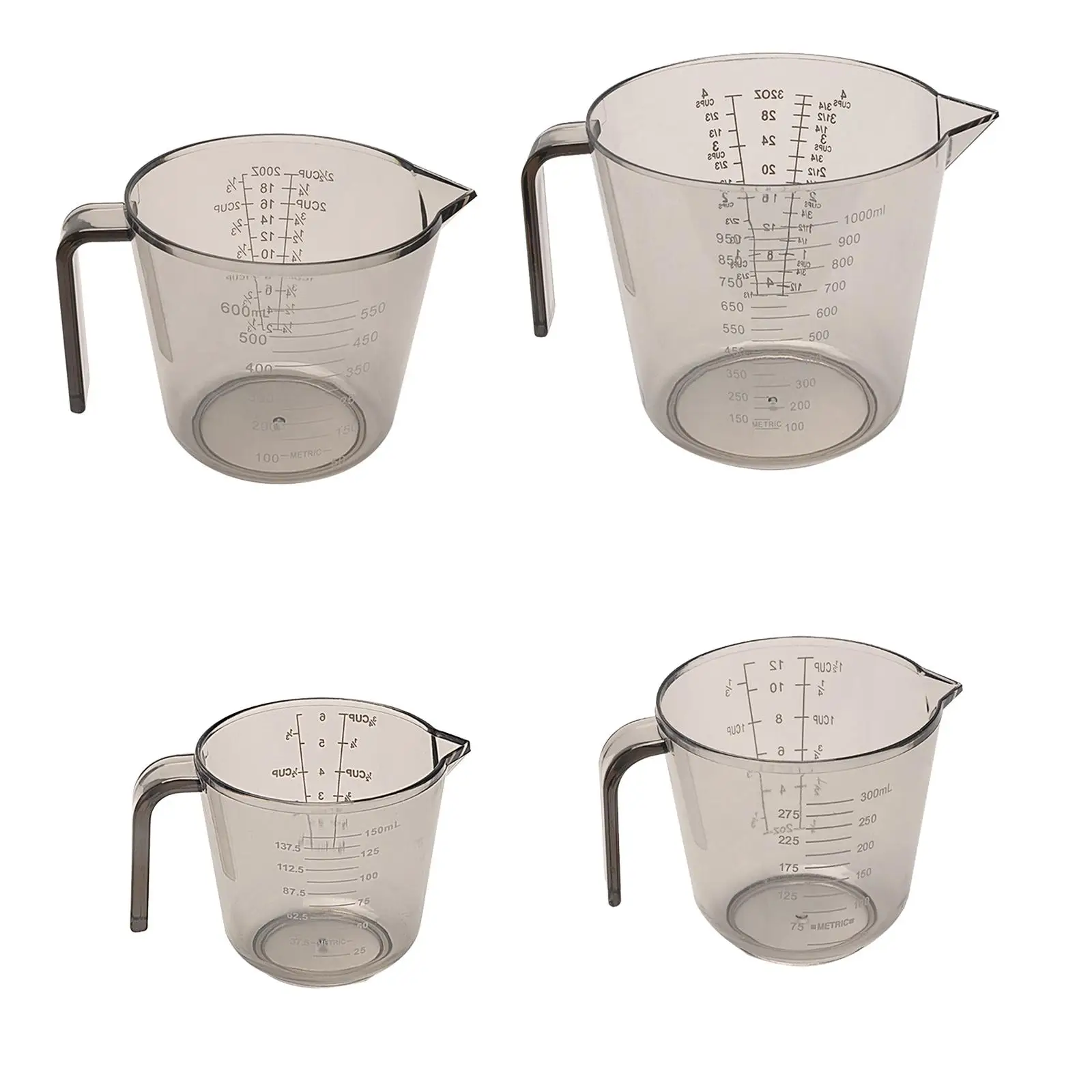4Pcs Measuring Cups Coffee Durable Reusable Scales Beaker Transparent with Handle Measure Jugs Container for Kitchen Fittings