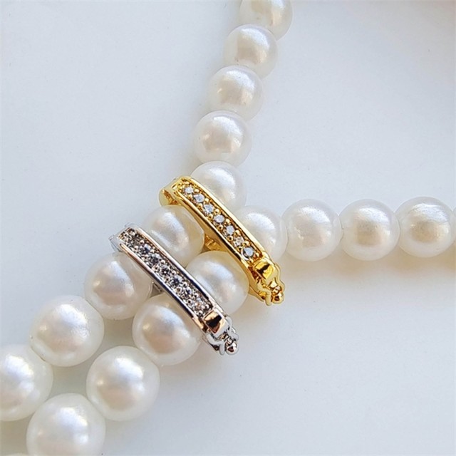 18K Gold Plated Inlaid Zircon Pearl Enhancer Clasp Necklace Shortener Clasp,For  DIY Jewelry Making Accessories Connectors