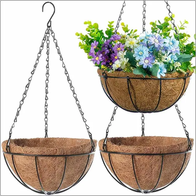 8/10 Inch Round Wire Plant Holder Metal Hanging Basket Coconut Liner Lining Plants  Flower Garden Pot for Home Balcony Decoration - AliExpress