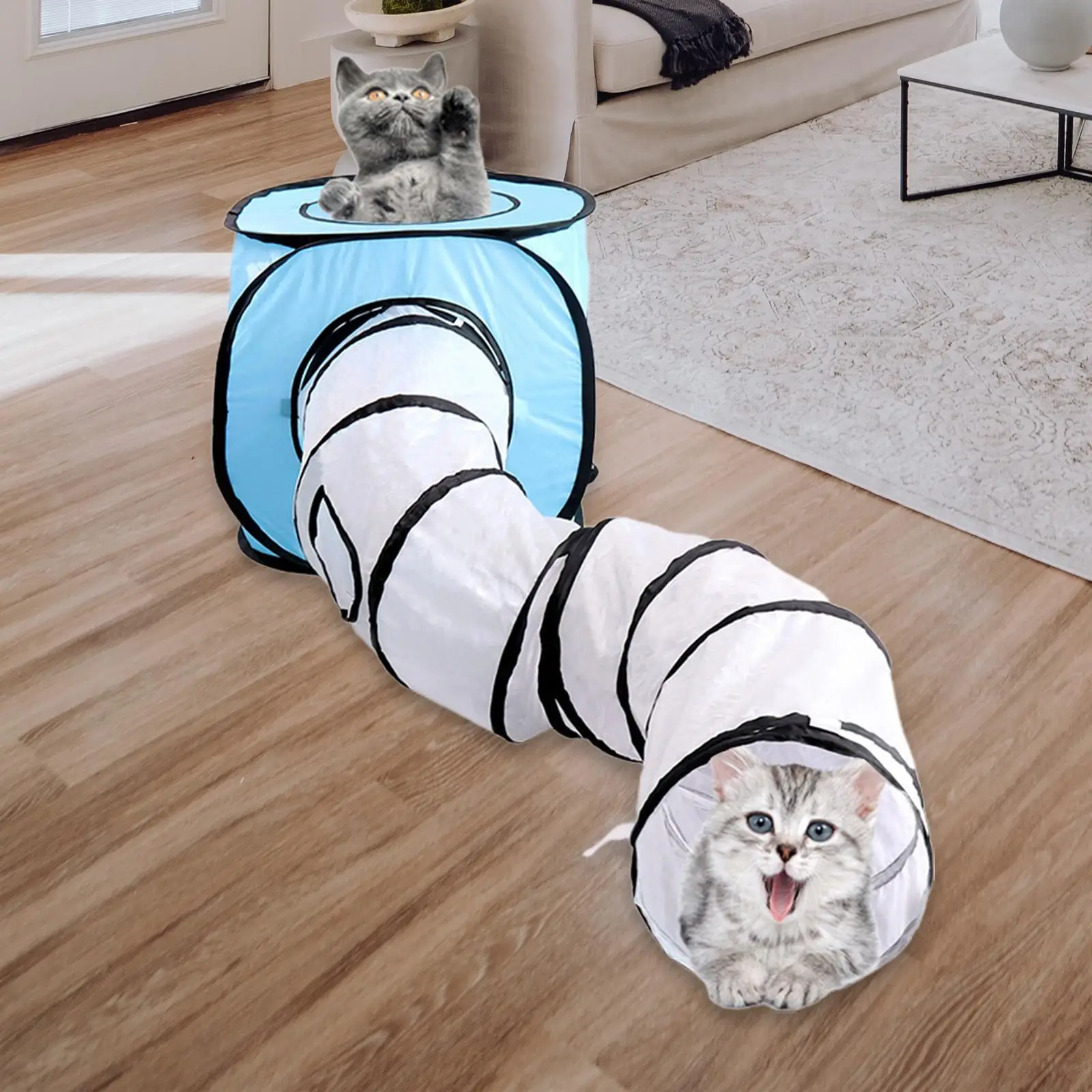 Cat Tunnels Cage Breathable Cat Tunnel Tube Toy Collapsible Play Tunnel Cats for Kitten Indoor Cats Hamster Dogs Small Animals