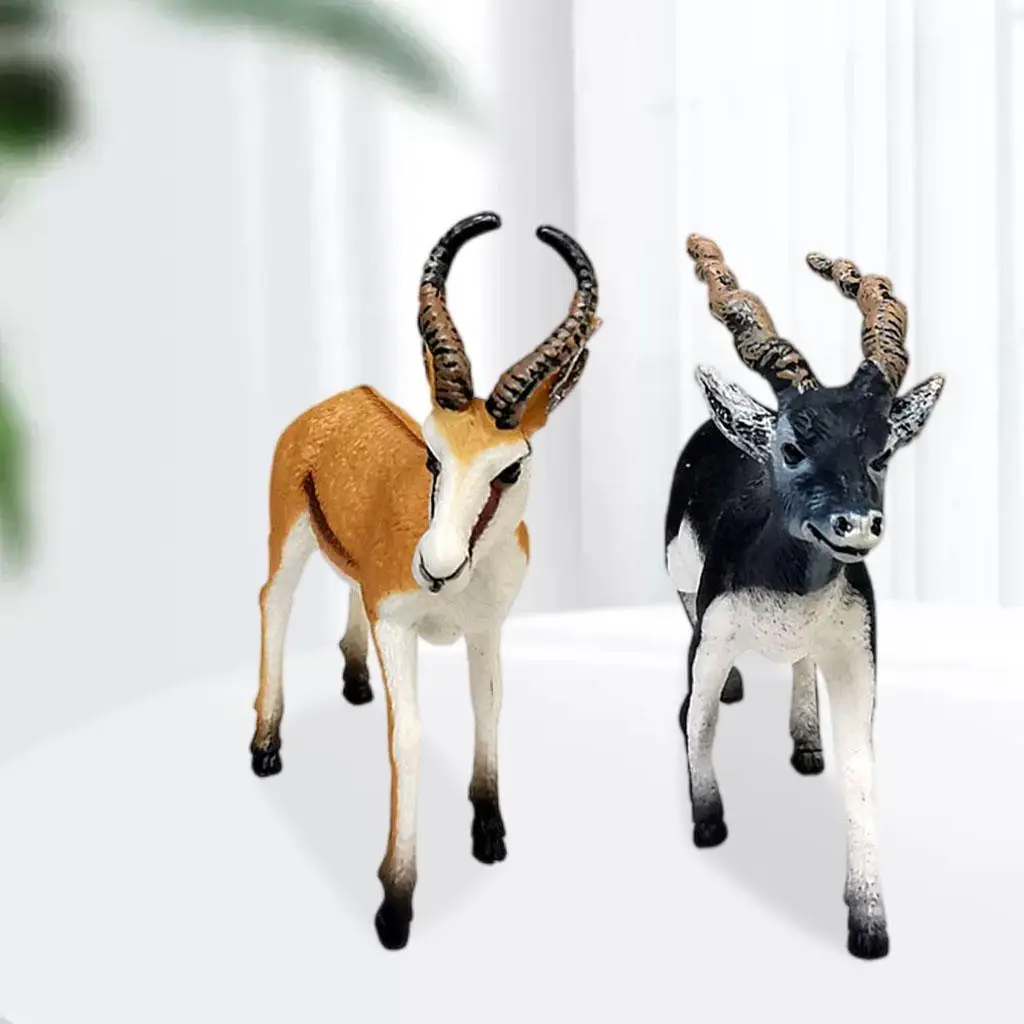 2Pcs Wildlife Antelope Springbok Deer Figurines Forest Zoo for Xmas Present